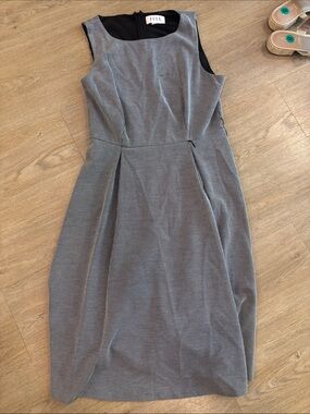 ELLE Sleeveless Gray Sheath Dress with ribbon belt